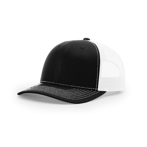 Black and white trucker cap on a white background