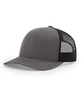 Black gray trucker cap on a white background