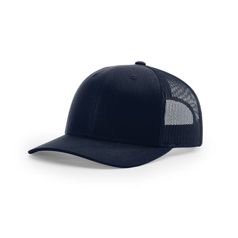Navy trucker cap on a white background