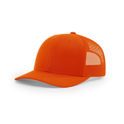 Neon orange trucker cap on a white background