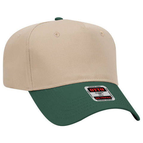 Two-tone khaki and dark green cap on a white background