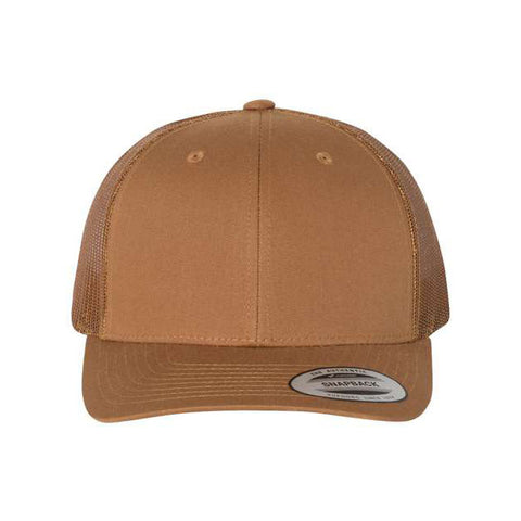 Caramel trucker cap on a white background