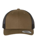Brown and black trucker cap on a white background
