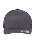 Dark gray heather trucker cap on a white background