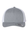Heather gray and white trucker cap on a white background