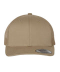 Khaki tan trucker cap on a white background