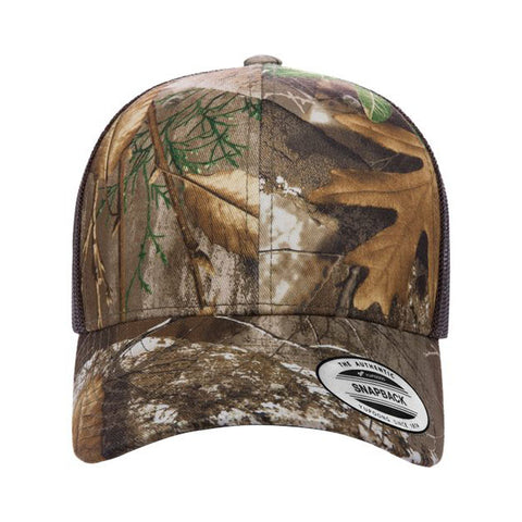 Camo trucker cap on a white background