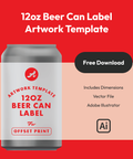 12 ounce beer can label artwork template for offset print - free download