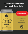 12 ounce beer can label artwork template for shrink wrap - free download