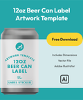 12 ounce beer can label artwork template for label sticker - free download