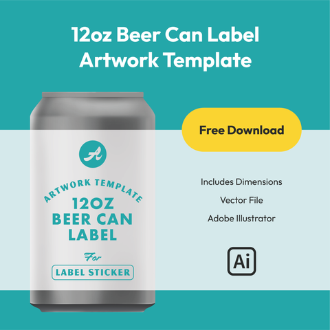 12 ounce beer can label artwork template for label sticker - free download