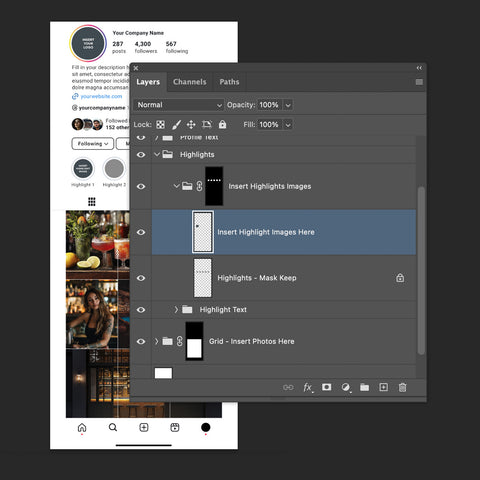 Instagram Profile Template - Photoshop Download Preview - Feed Planner