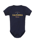 Full body shot of baby onesie with custom text example