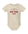 Full body shot of baby onesie with custom text example