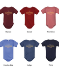 6 of the colors available for the custom baby onesie coastal style