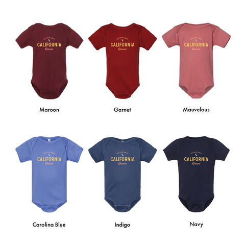 6 of the colors available for the custom baby onesie coastal style