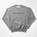 Gray sweatshirt with 'Your design here' text on a white background