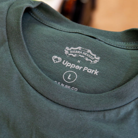 Close up of a screen printed neck label